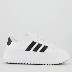 Tênis Adidas Grand Court Platform Feminino Branco e Preto, 37