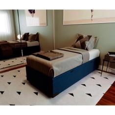 Cama Box Baú com Colchão Solteiro Mola Ensacada Guldi Macio Azul e Bra