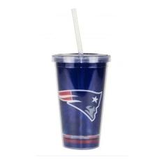 Copo Nfl Com Canudo New England Patriots 480ml, Azul
