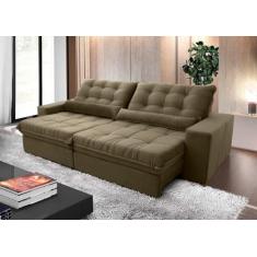 Sofá Retrátil Reclinável Zurique 2.10m Suede Velut Bege Molas no Assento - King House
