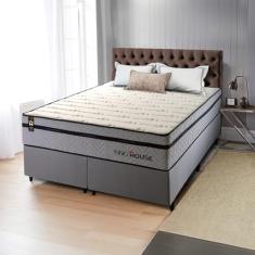 Conjunto Cama Box Cinza c/ Molas Ensacadas Preston Cinza King 193x203x71