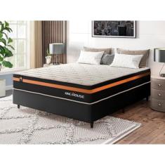 Conjunto Cama Box Preto c/ Molas Ensacadas Sirius Preto Casal 138x188x65