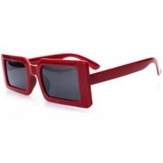 Óculos De Sol Retangular Quadrado Hype Vintage Vermelho