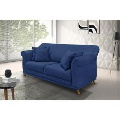 Sofá 2 Lugares 180cm Suede Arras Azul Marinho - Spezzia Decor