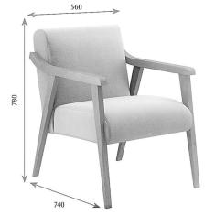 Poltrona Madeira Maciça Flávia Volttoni Nogueira Acetinado/Algodão Bege Mescla