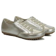 Tênis de couro feminino Prata confortável - Izabella Araújo, Prata, 38
