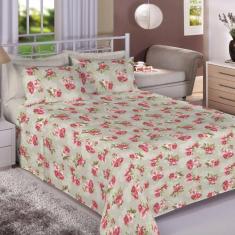 Jogo De Cama Casal 100% Algodão Premium Plus 4 Peças Flowers