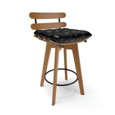 Banqueta Giratória Costela Corano Base Madeira Preto