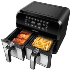 Fritadeira Elétrica Sem Óleo Air Fryer Mondial AFD-01-BI 8L Digital com Cesto Duplo– Preta/Inox