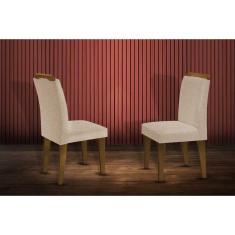 Cadeira Sala de Jantar Athenas Madeira Kit 2 Un Capuccino/Linho Turim - Rufato