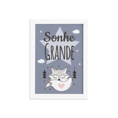 Quadro Decoração Escandinava Raposinha Moldura Branca 22x32cm - Quarti