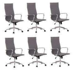 Kit 6 Cadeiras de Escritório Presidente Esteirinha em material sintéti