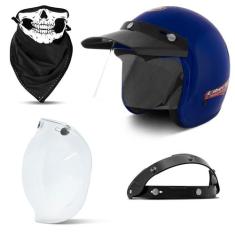 Capacete Moto Aberto Compact + Viseira Bubble Cristal + Bandana e Flip