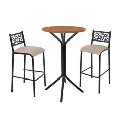 Conjunto bistro ciplafe dani 2 banquetas alta tubo preto fosco com tam