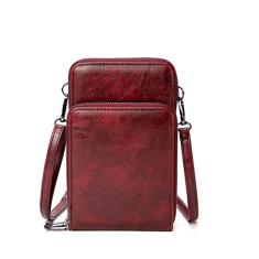 Pequenas bolsas transversais para celular para mulheres, bolsas de ombro de couro e bolsas com 6 compartimentos para cartão