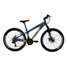 Bicicleta Tuff25 Freeride Aro 26 Azul Amarelo 21 Vel Vikingx