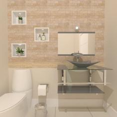 Gabinete de Vidro 80cm Inox com Cuba Retangular Prata