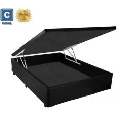 Cama Box Baú Casal Preto com Pistão a gás -
