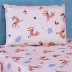Jogo De Cama Lençol Bouti Infantil Kids Solteiro 02 Peças - Unicórnio 