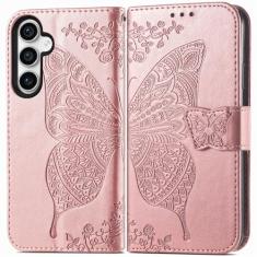 MEUPZZK Capa para Samsung Galaxy S23 FE, capa carteira para Samsung S23 FE 5G, couro PU premium borboleta em relevo [suporte] [compartimentos para cartões] [alça de pulso] [6,4 polegadas] capa de