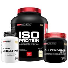 Kit Whey Protein Iso Protein 2Kg + Creatina 100g + Glutamina 100% 300g - Bodybuilders-Unissex