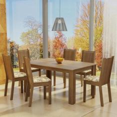Conjunto Sala de Jantar Madesa Analu Mesa Tampo de Madeira com 6 Cadei