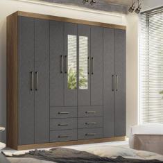 Guarda-roupa Casal 8 Portas 6 Gavetas Liverpool com Espelhos - Santos 