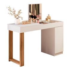 Escrivaninha Penteadeira Camarim Madrid Branco-cinamomo Mel - Mobler Branco-cinamomo Mel