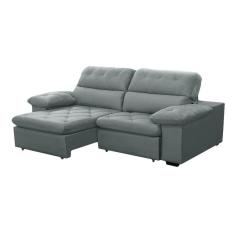 Sofa Retratil Reclinavel 2 Lugares 2,90m Crystal Veludo Cinza LansofBR