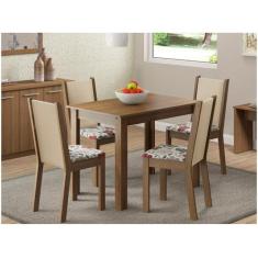 Conjunto Sala de Jantar Cíntia Madesa Mesa Tampo de Madeira com 4 Cade