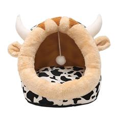 Cama de gato para gatos, casa de gato cama de dormir para cães de cachorro de pelúcia macia villa almofada removível semifechada com, S