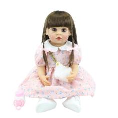 boneca bebe reborn cabelos longos corpo de silicone - dominio imports