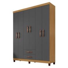 Guarda Roupa Casal Modena 6 Portas Carvalho Americano Grafite - Incorp