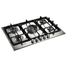 Cooktop 5 Bocas Brastemp Gourmand Inox com Duplachama e Trempe com Fer