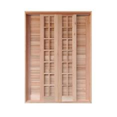 Portal Correr Veneziana 6 Folhas Mista Reto Com Fechadura 1,40 X 2,10 Rodam Natural