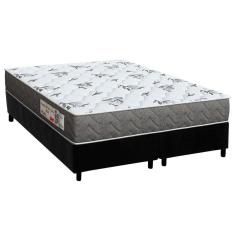 Cama Box Queen: Colchão Espuma D33 Orthoflex Comfortpedic Black + Base Crc Suede Black (158x198)