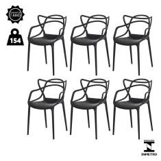 Kit 6 Cadeiras Allegra Preta Sala Cozinha Jantar
