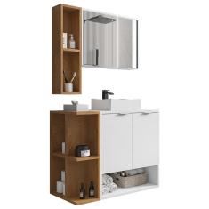Gabinete Banheiro Ibiza 2 Portas Cuba e Armario Espelheira