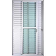 Porta de Alumínio de Correr Balcão 3 Folhas 2,10 x 1,50 Linha 25 Com C