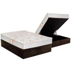 Cama Box Baú Casal: Colchão Espuma Castor D28 Sleep Max Duplo + Base C