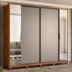 Guarda Roupa Casal Laredo 4 Portas 4 Gavetas com Espelho Nogueira-Nude Prime TX