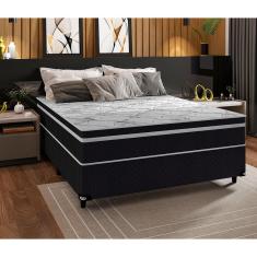 Cama Box Casal Biflex Lyon com Pillow Inn e Molas Ensacadas 70 x 138 x 188cm - Branco/Preto