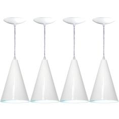 Kit 04 Lustres Pendente Balcão Cozinha Americana - Branco