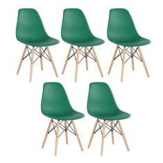 Kit - 5 x cadeiras Charles Eames Eiffel DSW - Base de madeira clara