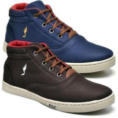 Kit 2 Pares Tênis Casual Infantil Menino Cano Alto Conforto-Masculino