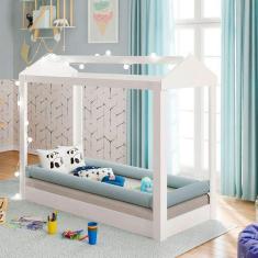 Mini Cama Montessoriana Infantil Casinha Branco - Móveis Estrela Baby