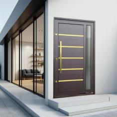 Porta Pivotante Lambril Miraggio com Puxador Lado Esquerdo Elite 240x130 Corten