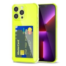 Svanove Capa de telefone para iPhone 13 Pro com suporte para cartão, capa carteira transparente transparente para cartão de crédito e dinheiro, capa fina de silicone TPU macio e flexível para