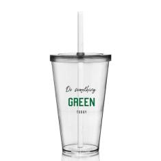 Kit 4 Copos Com Tampa E Canudo Seja Verde Krystalon