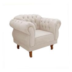 Poltrona Decorativa Chesterfield Capitonê Elisabeth Suede Nude